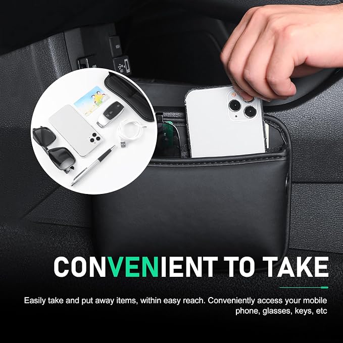 2 PCS Car Seat Side Storage Pockets, Multifunctional Console Side Organizer Bags, PU Leather Car Seat Side Pocket Pouchs, Universal for Most Cars