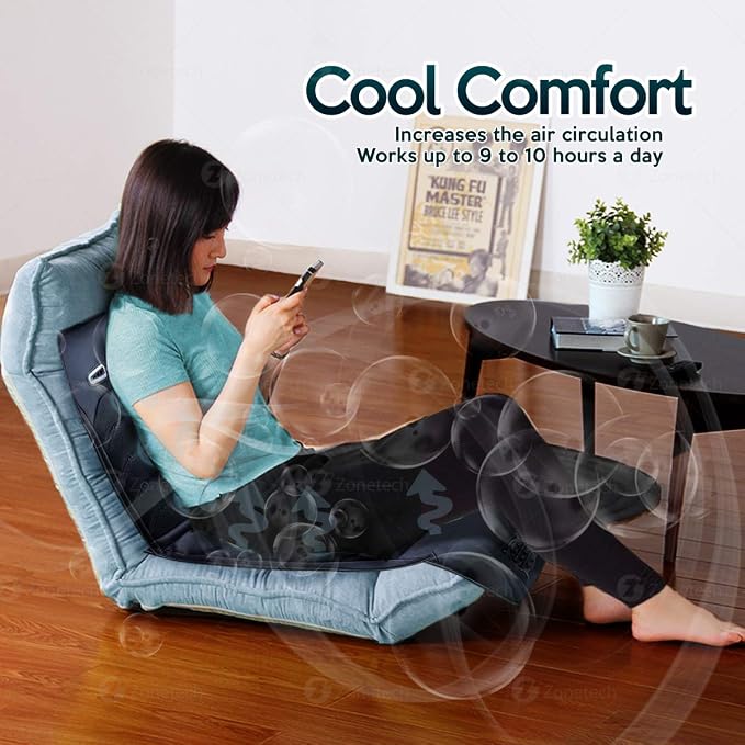 Cooling Car Seat Cushion - Black 12V Automotive Comfortable Massager Cooler Pad-Air Conditioned Air Circulation for Hot Weather