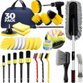 30Pcs Car Detailing Kit for Interior, Exterior and Wheel Cleaning | Brushes, towels, wash mitt, cleaning gel, detail brushes and extendable-handle duster for vehicle, home and office care tasks