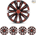4-Pack 13 Inches Wheel Rim Cover Hubcaps,Redesign Fashion Style Replacement Hubcaps,Car Truck SUV Hub Accessories,Black&Red&Lacquer