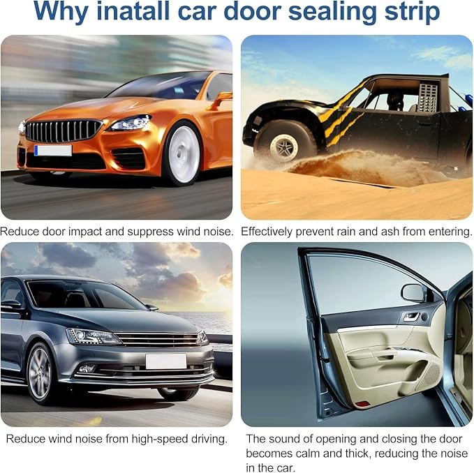 Automotive Door Weather Stripping 90Ft Car Door Rubber Edge Trim Seal Strip Gasket with Side Bulb for Car Bus Camper Boat RV Truck Doors