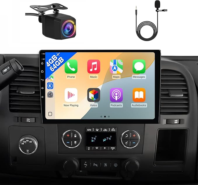 8Core 4GB+64GB Car Radio Stereo Upgrade for Chevrolet Silverado 2007-2013 Tahoe GMC Sierra Yukon with CarPlay Android Auto Backup Camera