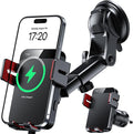 Wireless Car Charger, 15W Auto Clamping Car Charger Dash Windshield Air Vent Phone Holder Compatible with iPhone 16 15 14/13/13 Pro/12 pro/12/11/X/8, Samsung S24/S23/S22, red