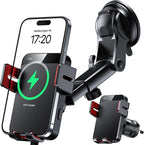 Wireless Car Charger, 15W Auto Clamping Car Charger Dash Windshield Air Vent Phone Holder Compatible with iPhone 16 15 14/13/13 Pro/12 pro/12/11/X/8, Samsung S24/S23/S22, red