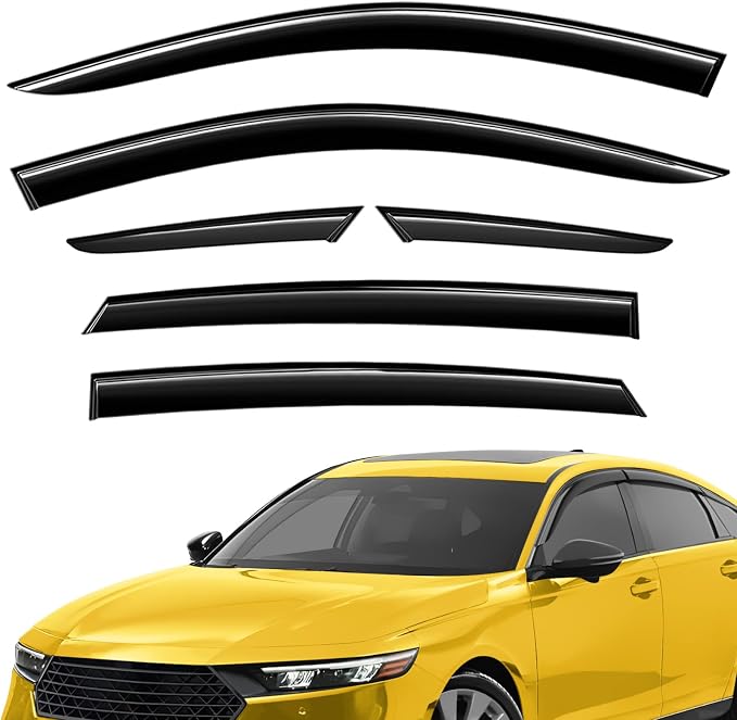 Extra Durable Window Deflectors Tape-On Window Visors Rain Guards Fit for Honda Accord 2023-2026, Sun Visors, Wind Vent for Shades, Exterior Car Accessories - 6pcs. AG0497
