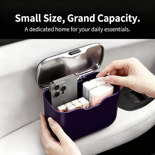 Car Trash Can with Lid - Leakproof Mini Garbage Bin for Door or Seatback,Premium ABS Auto Organizer,Space-Saving Car Garbage Can for Commuters,Families and Pet Owners,Fit for SUV,Sedan,Truck (Purple)