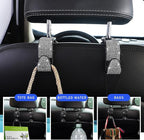 4 PCS Bling Car Seat Headrest Hooks, Crystal Rhinestone Back Seat Hanging Storage Organizer, Vehicle Seat Hanger Holder for Purse Handbag Coat, Interior Car Accessories (Black)