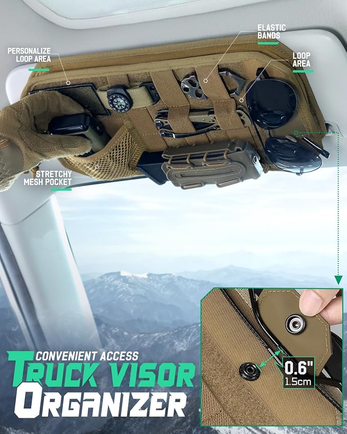 Tactical Car Sun Visor Organizer, Fit Cars Trucks SUV Jeeps Patrols | Tactical Car Sun Visor Organizer, Fit Cars Trucks Suv Jeeps Patrols