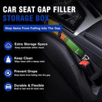 2PCS Car Seat Gap Filler, Automotive Seat Organizer Fill The Gap Between Seat and Console, Universal Car Storage Box Inserts Fill The Gap Between Seat &Console for Coins Wallets Keys (Black)
