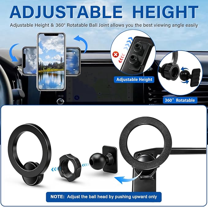 Car Phone Holder for Toyota Camry LE/SE 2025-2026 Accessories 8-inch Screen | Magsafe Strong Magnetic Phone Mount for iPhone, 360° Hands-Free No Air Vent Blockage One-Hand Operation Stable Stand