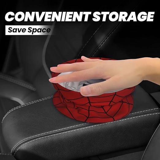 Red Spider Web Car Trash Can Small Portable Car Garbage Bag for Back Front Seat RV's Camping Accessories