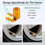 Aluminum Tire Stem Valve Caps Wheel Valve Covers Car Dustproof Tire Cap Cover Accessories, Universal for SUV, Car, Bike and Motorcycle, Hexagon Shape (4PCS Gold)