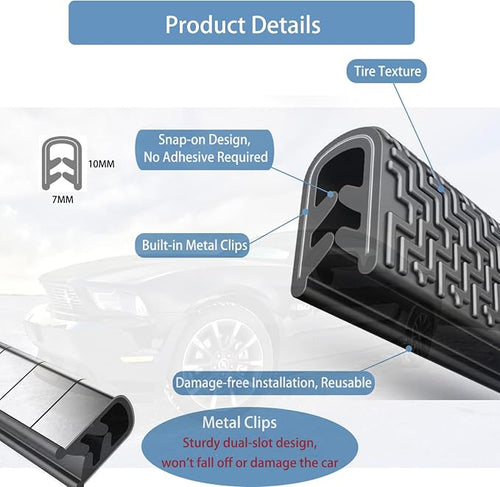 16.5FT(5M) Universal Car Door Edge Protector Guards, No-Glue Required Rubber Seal U Shape Automotive Door Entry Guard, Suitable for Most Cars, SUVs and Trucks (Black)