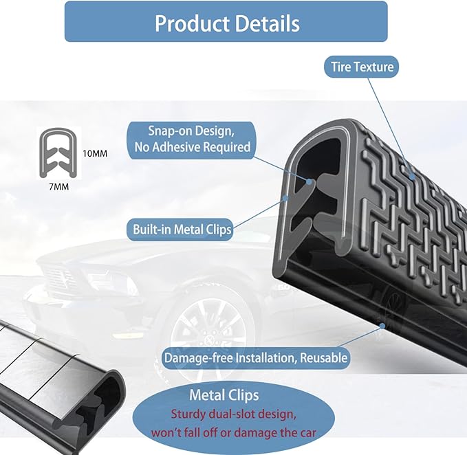33FT(10M) Universal Car Door Edge Protector Guards, No-Glue Required Rubber Seal U Shape Automotive Door Entry Guard, Suitable for Most Cars, SUVs and Trucks (Grey)