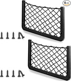 4 Pcs Boat Storage Net Bag, ABS Plastic Car Framed Mesh Net Holder, Phone & Cargo Organizer with Screws for Auto, Rv, Boat, Pontoon, Truck Pocket Storage (14 x 7.3 Inch)