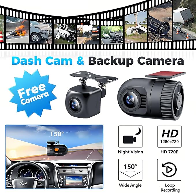 Upgrade Wireless Double Din Car Stereo with Apple Carplay, Android Auto, Dash Cam, Bluetooth, 4-Channel RCA, 2 Subwoofer Ports, 7" HD Capacitive Touchscreen Car Radio, 60W*4, Backup Camera