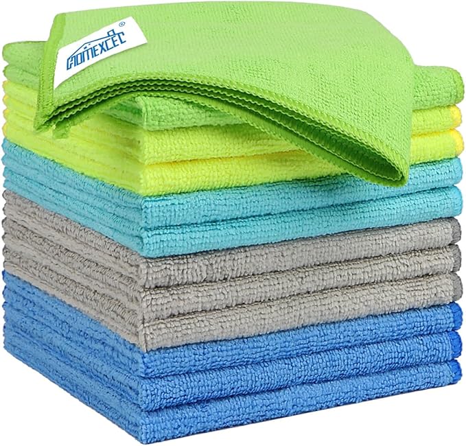 Microfiber Cleaning Cloth 12 Pack, 12.5 x 12.5 Inch Microfiber Towels for Cars, Ultra Absorbent Cleaning Rags, Lint Free Cleaning Towels for Household, Kitchen, Window, and Car, Multicolor