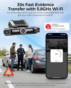 360° 4 Channel Dash Cam Front and Rear Inside, Built-in 128GB eMMC, 2K+1080P*3 Dashcam, Left Right, Voice Control, 5G WiFi Dash Camera for Cars with 4 Adjustable Lenses, IR Night Vision, M660