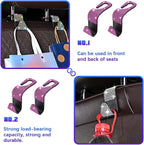 Bling Car Seat Headrest Hooks, 4PCS Crystal Rhinestone Vehicle Back Seat Hanger Holder for Handbags Purses Coats, Automotive Headrest Storage Organizer, Universal for RV SUV Truck (Pink)