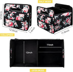 Car Trunk Organizers and Storage for SUV, Collapsible Multi Compartment Container Box Adjustable Car Accessories for Women Men, Black Floral