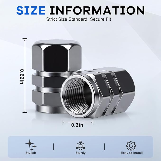 Car Tire Valve Stem Caps, 12pcs Air Caps Cover, Universal for Cars, SUVs, Bike, Trucks and Motorcycles-Grey