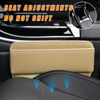 Car Seat Gap Organizer, Premium Leather Auto Seat Storage Box, Vehicle Adjustable Front Seat Gap Filler, Car Seat Side Pocket Organizer for Phones, Glasses, Keys, Money, Cards (Beige)