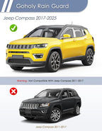 in-Channel Window Rain Guard for Jeep Compass 2017-2026 Rain Guards Side Window Visors Low Profile Vent Visor Extra Durable Window Deflectors Vent Shades