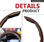 3pcs Universal Carbon Fiber Steering Wheel Cover - Anti-Slip & Segmented Design, Universal 99% Durable Steering Wheel Protector for Men and Women, Car Interior Accessory (Brown)