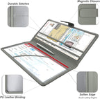 Car Registration & Insurance Holder - Leather Glove Box Organizer, Cool Accessories for ID, Driver's License Cards & Essential Documents, Men & Women, Gray