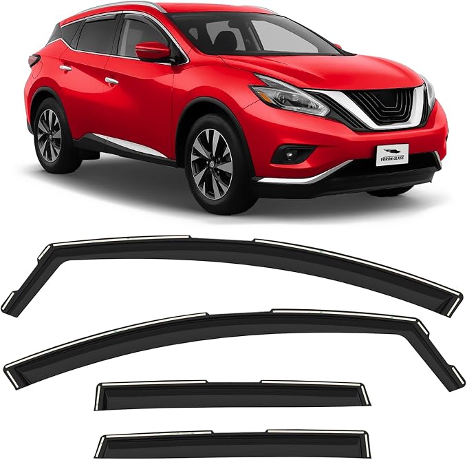 Voron Glass in-Channel Extra Durable Rain Guards for Nissan Murano 2015-2024, Window Deflectors, Vent Window Visors, 4 Pieces - 200483