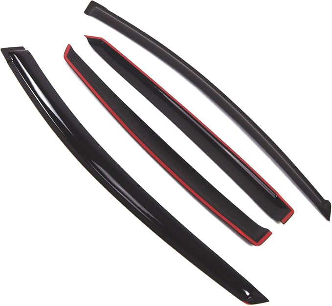 Outside Mount Window Vent Visors Rain Guards Compatible with Toyota Prius 2004-2009 | Side Window Wind Deflectors Rain Shields | Smoke Tinted, 4 Pcs Set, DGWV-436