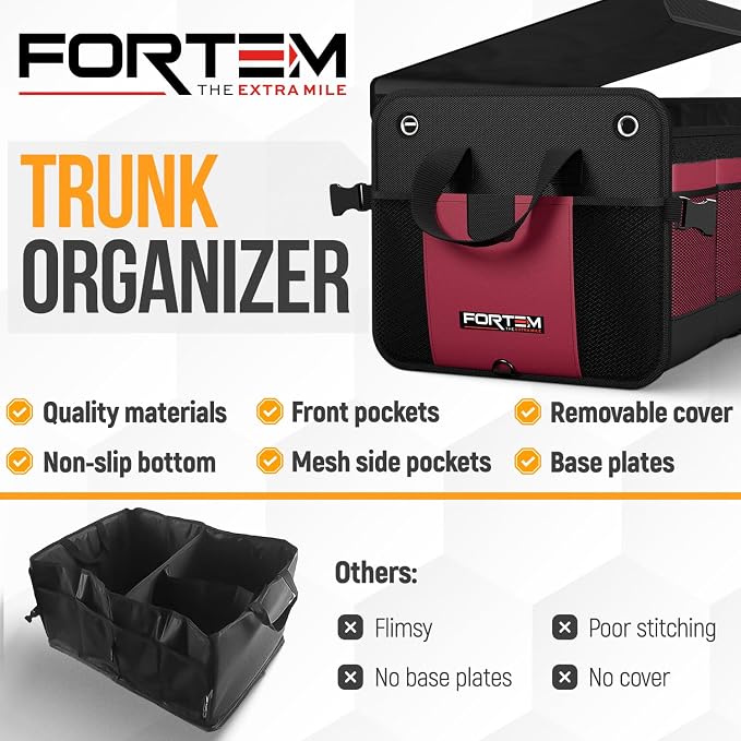 Trunk Organizer For SUV Car Organizer and Storage, Multi-Compartment Storage Bag Car Accessories for Women Men, Perfect Christmas Gifts, 1680D Oxford, Non Slip Bottom, Straps, Soft Cover (90L)