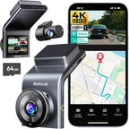 G300 Plus 4K Dual Dash Cam Front and Rear [2026 Upgraded], STARVIS 2 Sensor, 64GB Card Included, Voice Control, 5GHz WiFi Dashcam Front and Rear Camera, GPS,WDR Night Vision,24H Parking Mode