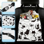 Playful Black Cat Car Trash Bag - Waterproof Car Trash Bag Hanging Leakproof Car Garbage Bag - Washable Reusable Trash Bag For Car Interior Hanging Organizer Storage Vehicle Travelling Camping