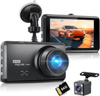 SHRINLUCK 2K Dual Dash Camera for Cars, Free 64G SD Card, FHD 2K+1080P Dash Cam Front and Rear,3.2'' IPS Screen,176° Wide Angle Dashcam,24H Parking Monitor,G-Sensor,Loop Recording,Night Vision,WDR