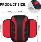 6 Pcs Red Car Accessories Set, Sport Leather Steering Wheel Cover 14.5-15inch Universal, Microfiber Leather Car Center Console Cover, Seat Belt Cushion, Cup Holder Coaster (Black-Red)