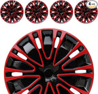 Hubcap Wheel Cover Replacement R14 Hub Caps Universal-Fit Steel Wheel Rim Cover ABS Material Exterior Accessories for Car Truck SUV -Set of 4（14-inch，Red-Black）