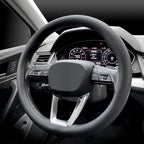 Nappa Premium Leather car Steering Wheel Cover, Non-Slip, Breathable, Universal 15 inches, Black.