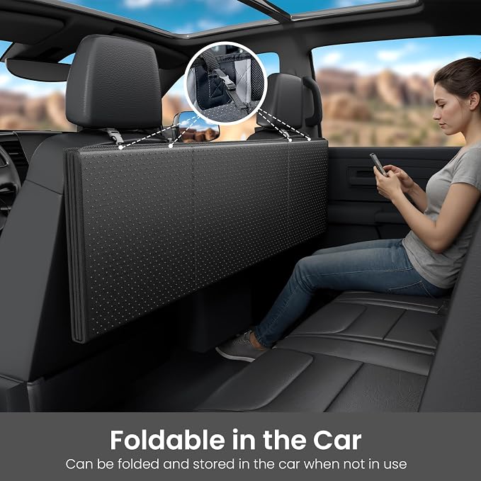 Back Seat Extender for Dogs 57 * 28.7 in, Upgraded Sofa Leather Dog Car Seat Cover for Back Seat, Foldable in the Car, Hard PVC Panels Bottom Support to 330 lbs, for Full Size Truck/SUV