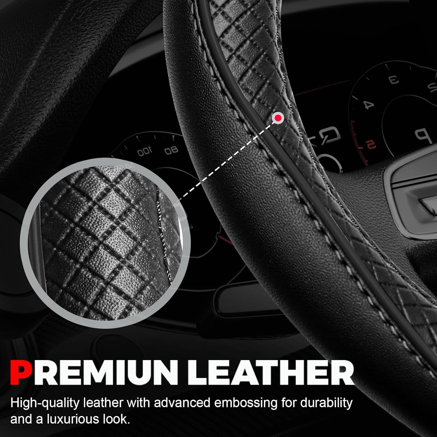 Steering Wheel Cover — Breathable Microfiber Leather Protector