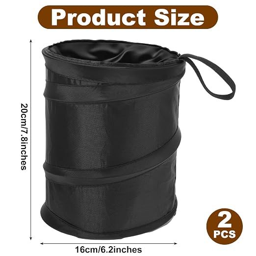 2 Pack Car Trash Can, Foldable Washable Mini Pop-Up Garbage Can | Leakproof Pop-Up Trash Can with Hanging Loop, Portable Waterproof Car Garbage Bin for Automotive Camp Office Travel(1 Gallon)