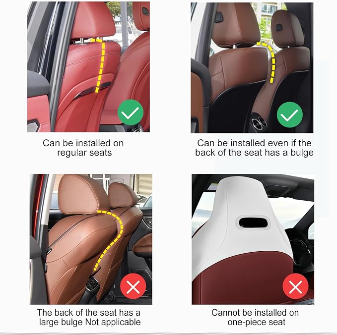 Back Seat Cup Holder for Car – Multifunctional Seat Back Organizer with Drink Holders, Tissue Box Storage & Hooks, Fits Headrest for Auto. (White)