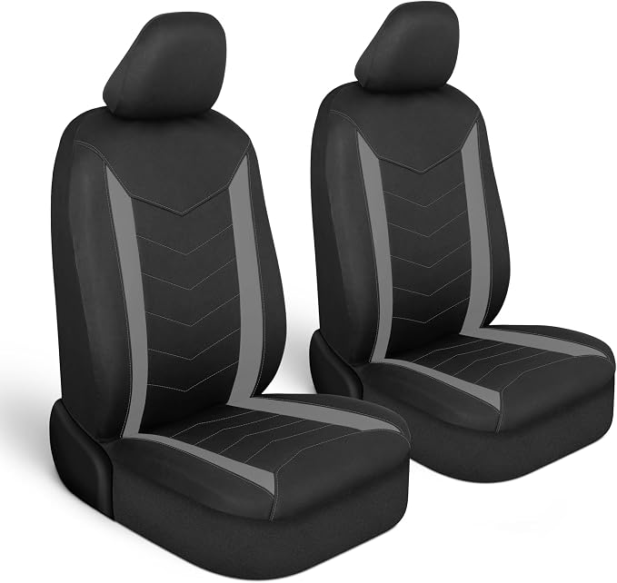 SpillGuard 2 Gray Seat Covers for Cars & Seat Covers for Trucks - Neoprene Lining Waterproof Car Seat Covers Front Seats Only - SUV Seat Covers Protector - Forros para Asientos de Carro