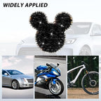 Bling Car Tire Valve Stem Caps, 4PCS Dustproof Crystal Rhinestone Cartoon Mouse Design, Sparkling Attractive Auto Wheel Decoration Accessories, Universal Fit (Black)