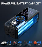 Tire Inflator Portable Air Compressor,4X Faster Inflation Cordless Tire Air Pump with Digital Gauge,Auto Shut-Off,LED Light,Electric Air Pump for Car Tires,SUV, Motorcycle, Bike, Balls(BLUE)