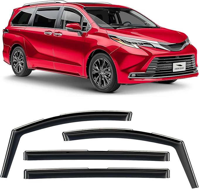 Voron Glass in-Channel Extra Durable Rain Guards for Toyota Sienna 2021-2026, Window Deflectors, Vent Window Visors, 4 Pieces - 200422