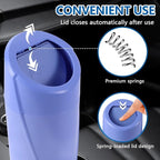 Mini Car Trash Can with Lid, Portable Garbage Can for Car, Leakproof Cup Holder Automotive Garbage Bin with 2 Rolls of Trash Bags, Small Trash Storage Can for Car Home Office(Dark Blue)