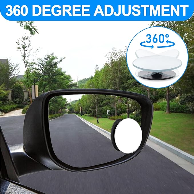 4PCS Blind Spot Mirror, Round HD Glass Side Blindspot, Frameless Convex Mirror Car with Self Adhesive Back for Cars, SUV, Trucks, Universal Vehicles