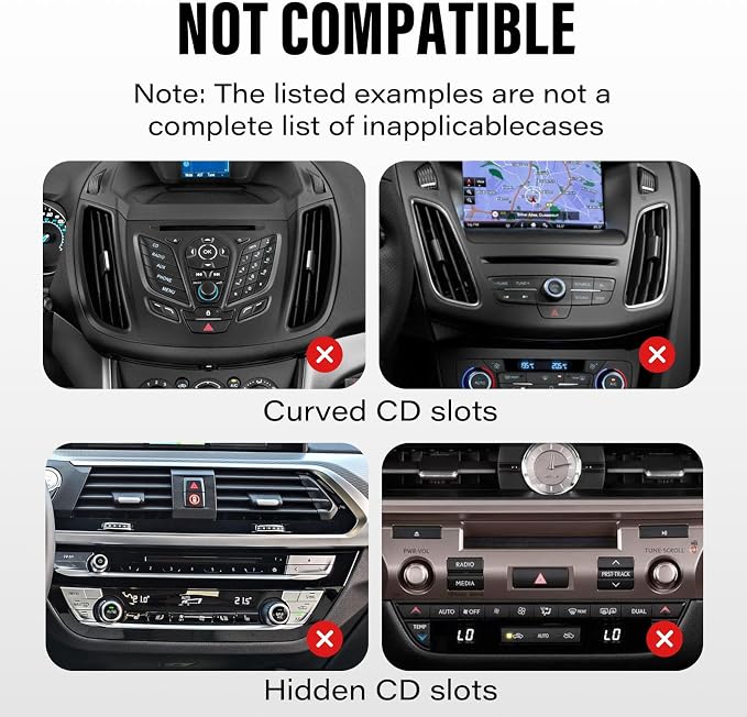 Car CD Slot Mount for Apple CarPlay Screen & GPS, Universal 17mm Ball Joint CD Player Mount, Adjustable Extended Arm, Tool-Free Installation, Stable CD Holder for CarPlay Displays & Navigation
