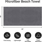 Bath Sheet Towels Set of 2, Extra Large Microfiber Towel for Adult, 40" x 80",Oversized, Soft Super Absorbent Fast Drying, Perfect for Shower, Sauna, Gym, Beach, Sport, Fitness, Yoga, Grey